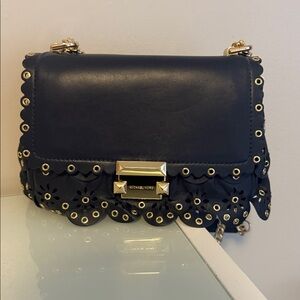 Michael Kors Black Crossbody Bag with Gold Accents